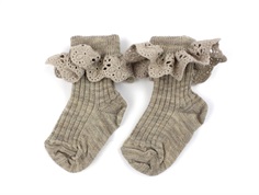 MP light brown melange socks Lea wool with lace (2-pack)